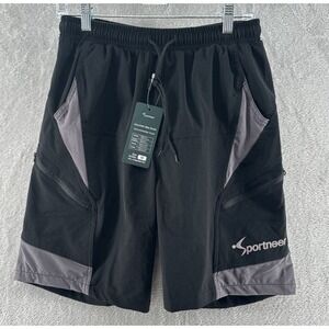 Sportneer Shorts Mens Sz M Mountain Bike 3D Padded Cycling 4 Pockets Black Gray